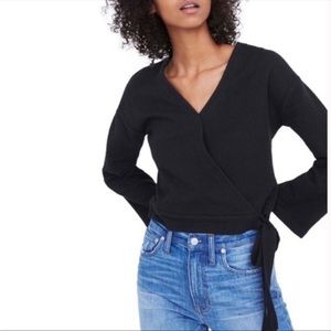 Madewell Texture and Thread Black Wrap Front Top